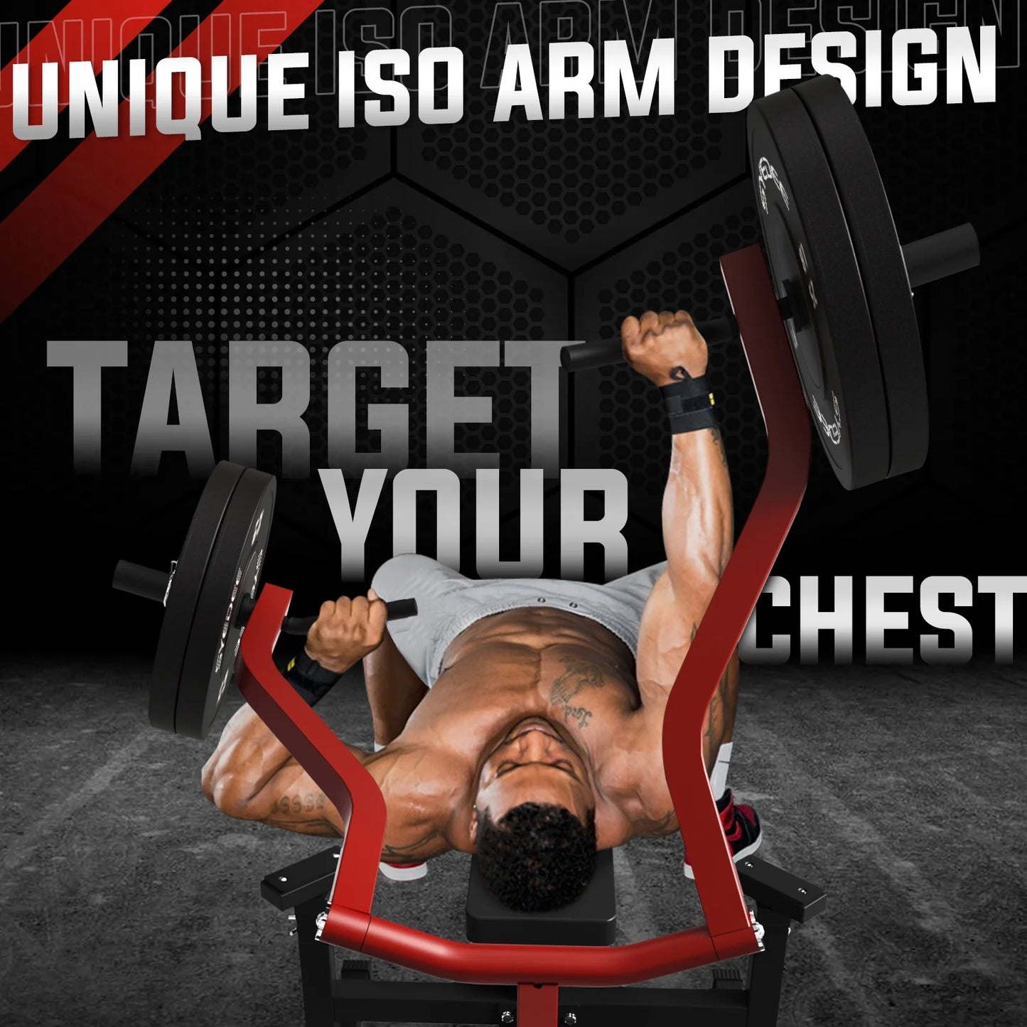Máquina De Prensa De Pecho, Capacidad De 1250 Lbs Con Brazos Convergentes Independientes, Banco De Fitness Ajustable De Inclinación Plana Para Gimnasio En Casa
