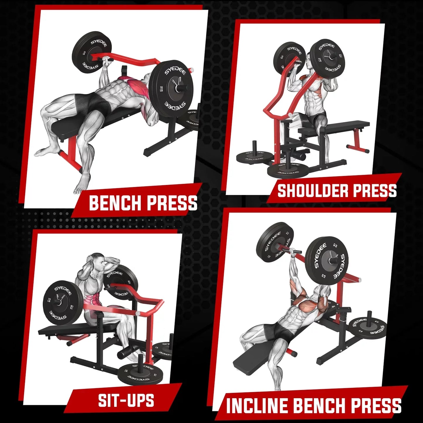 Máquina De Prensa De Pecho, Capacidad De 1250 Lbs Con Brazos Convergentes Independientes, Banco De Fitness Ajustable De Inclinación Plana Para Gimnasio En Casa